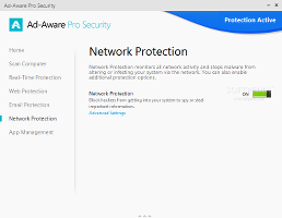 Showing the Ad-Aware Pro Security network protection module
